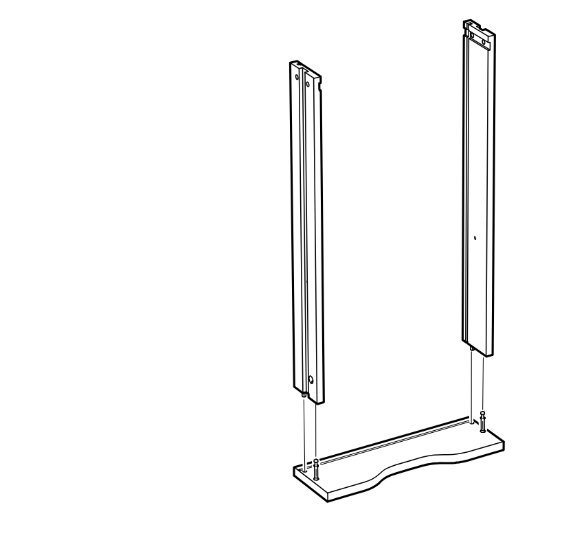 Diagram for step 18: Two side panels are lowered onto the protruding connectors on the shaped bottom panel to form a U-shaped frame.