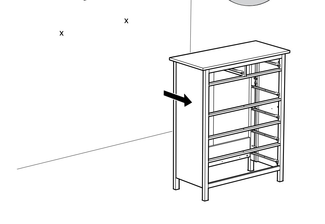 Diagram for step 31: The cabinet frame is shifted sideways in the direction of the arrow to its next position.