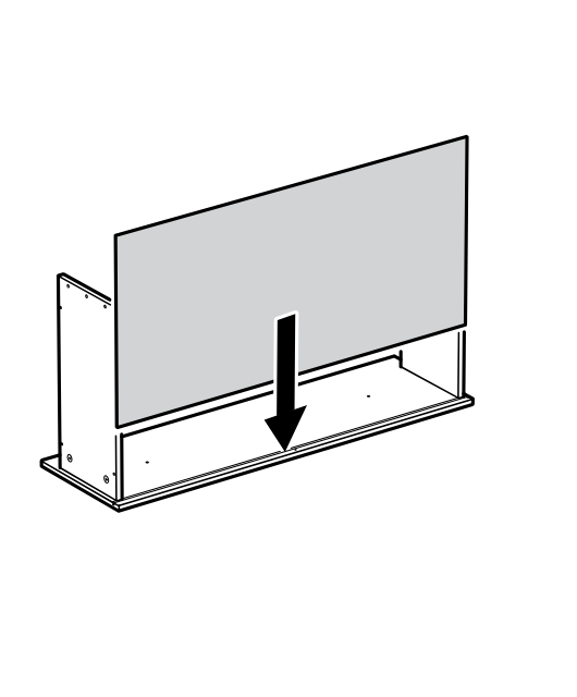 Diagram for step 51: The large panel is lowered straight down onto the right-side cabinet frame variant.