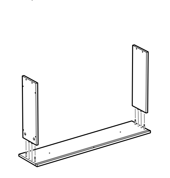 Diagram for step 59: Align two side panels vertically onto the base panel and lower them onto the prepared connector pins.