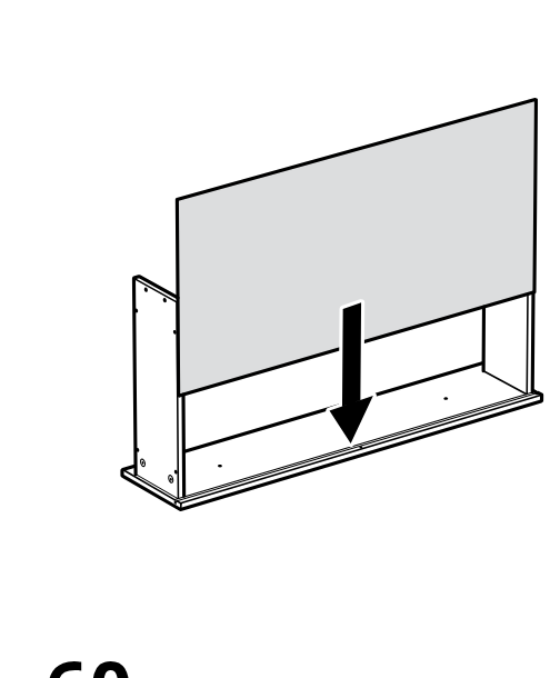 Diagram for step 63: The large panel is lowered straight down into the left-side cabinet configuration.