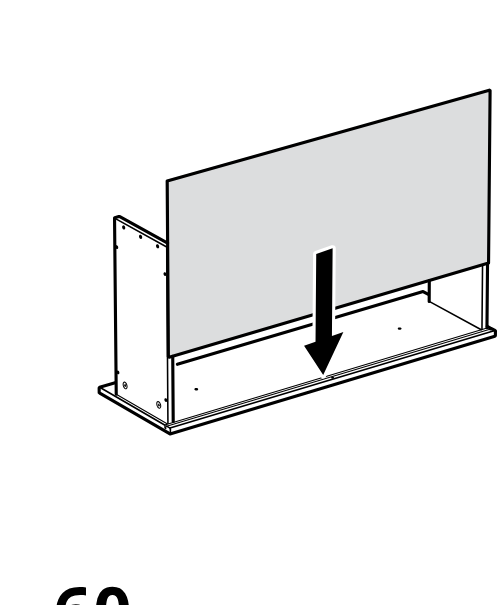 Diagram for step 64: The large panel is lowered straight down into the right-side cabinet configuration.
