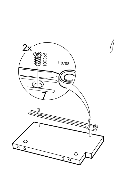 Diagram for step 14: Rotates the panel into position as indicated by the curved arrow.