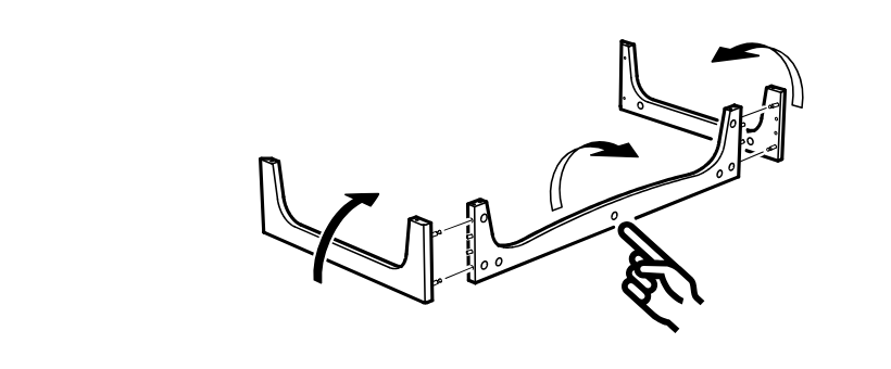 Diagram for step 3: Rotate and fold the connected frame sections upright around the joints to form the standing frame shape.