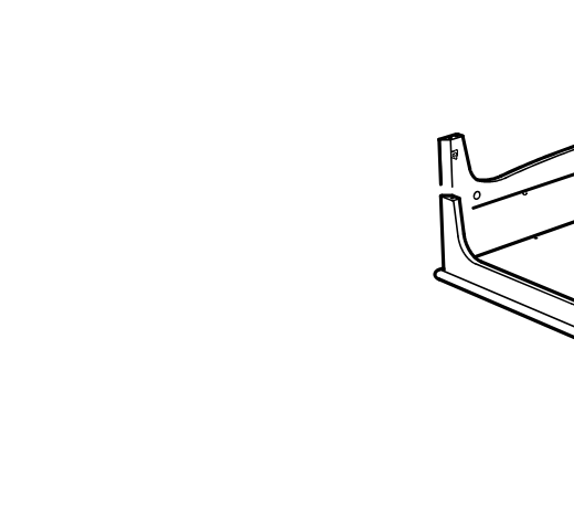 Diagram for step 10: The side frame is lowered onto the base frame and aligned at the corner posts.