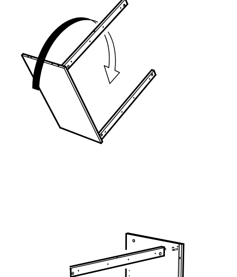 Diagram for step 18: The side/frame assembly is turned and positioned, then the inner panel is slid into place from the right side.
