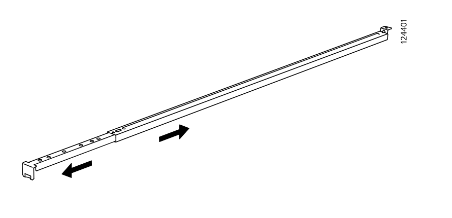 Diagram for step 33: The long rail is extended by sliding its telescoping section outward in opposite directions.