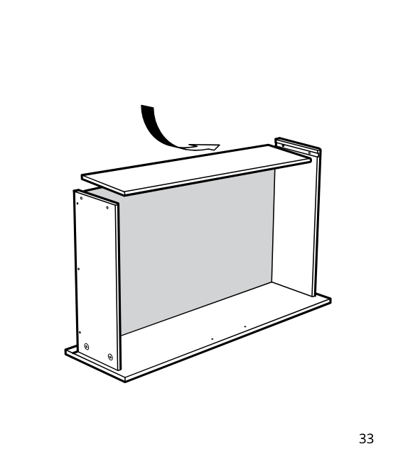 Diagram for step 43: Place the top panel onto the assembly, aligning it with the side panels as indicated by the curved arrow.