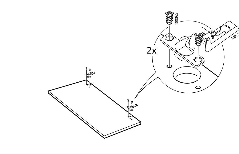 Diagram for step 31: Two mounting plates are fastened to the panel with screws as shown in the enlarged detail.