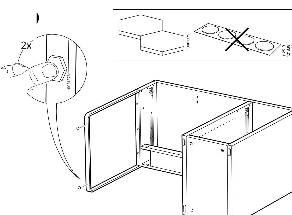 Diagram for step 56: Tighten the two fasteners to secure the side panel, using the indicated panel type and alignment details shown in the zoom callout.