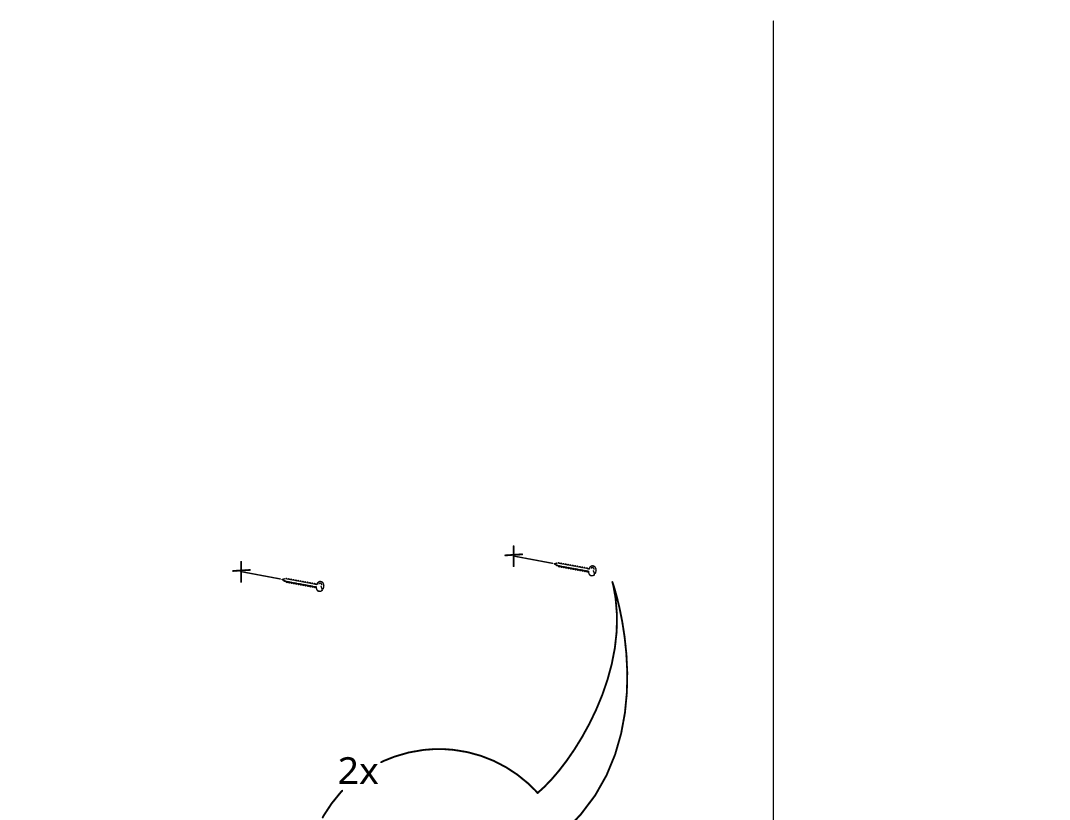 Diagram for step 18: Two screws are fastened into the wall at the marked points, with an inline box showing the correct screw-head type and a zoom detail of the screw placement.