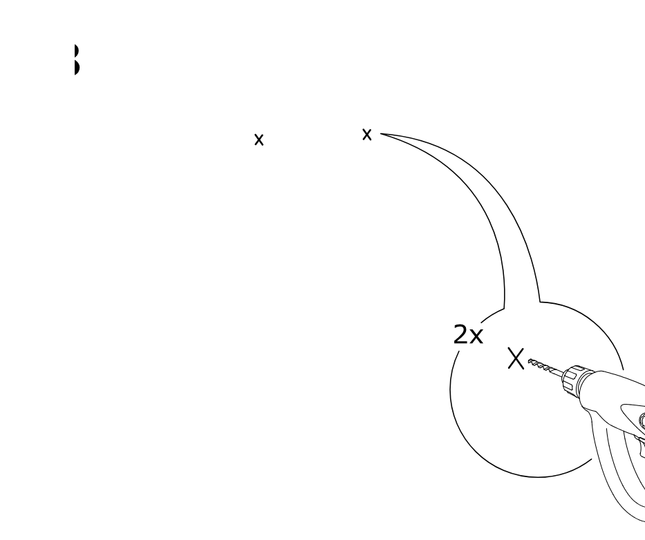 Diagram for step 18: Mark two positions and drill two holes as shown in the zoom detail using a power drill.