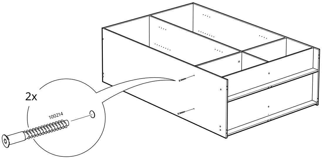 Diagram for step 21: The assembler secures the assembly with two screws labeled 100214.