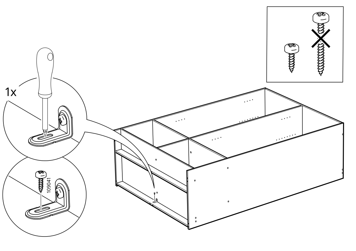 Diagram for step 23: The 102646 mounting bracket is adjusted and the 109041 screw is tightened with a screwdriver.