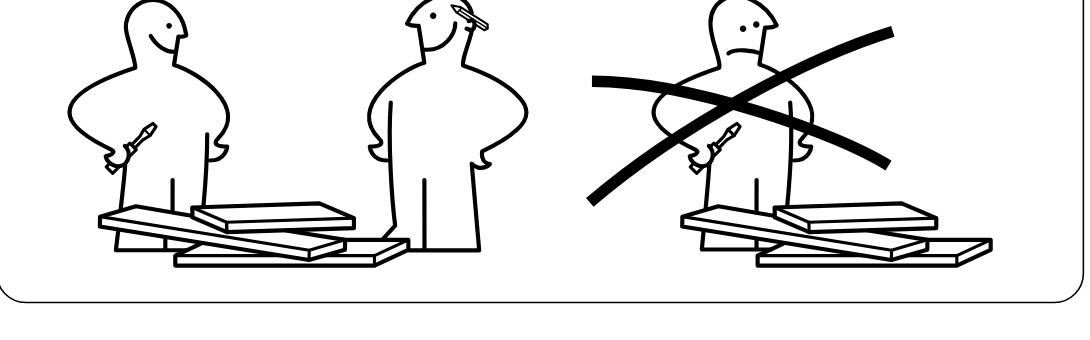 Illustration for assembly note: Safety behavior panel showing correct/incorrect handling with a screwdriver and crossed-out unsafe practice.